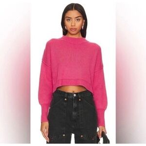 Free People‎ Easy Street Crop Sweater in Pink Size Large